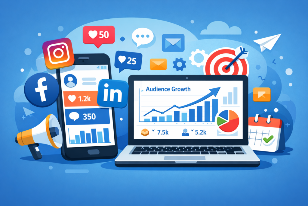 Social media marketing tools for digital marketing beginners with social media dashboard