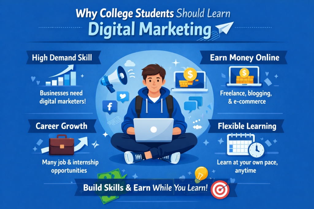 Why college students should learn digital marketing infographic