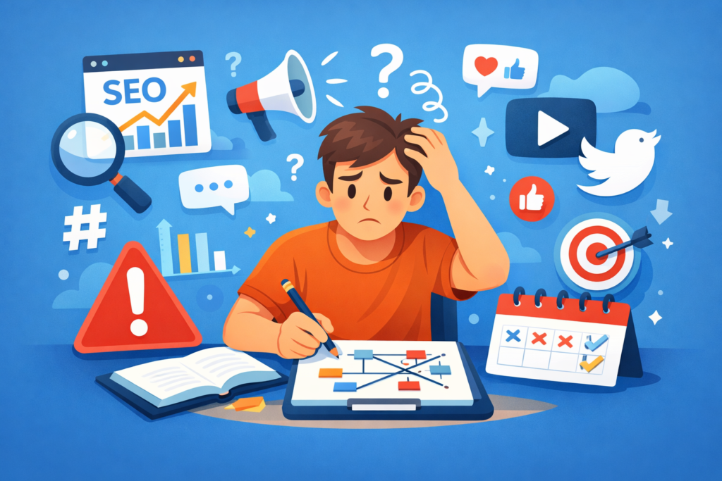 No clear strategy digital marketing mistake illustration
