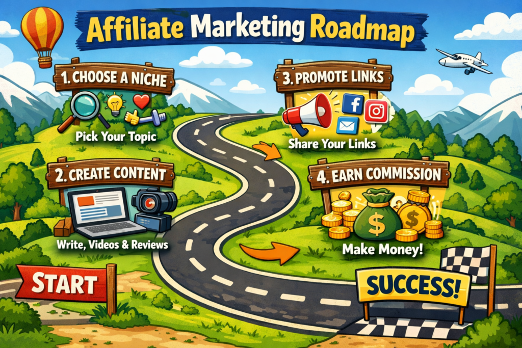 Step by step affiliate marketing for beginners roadmap