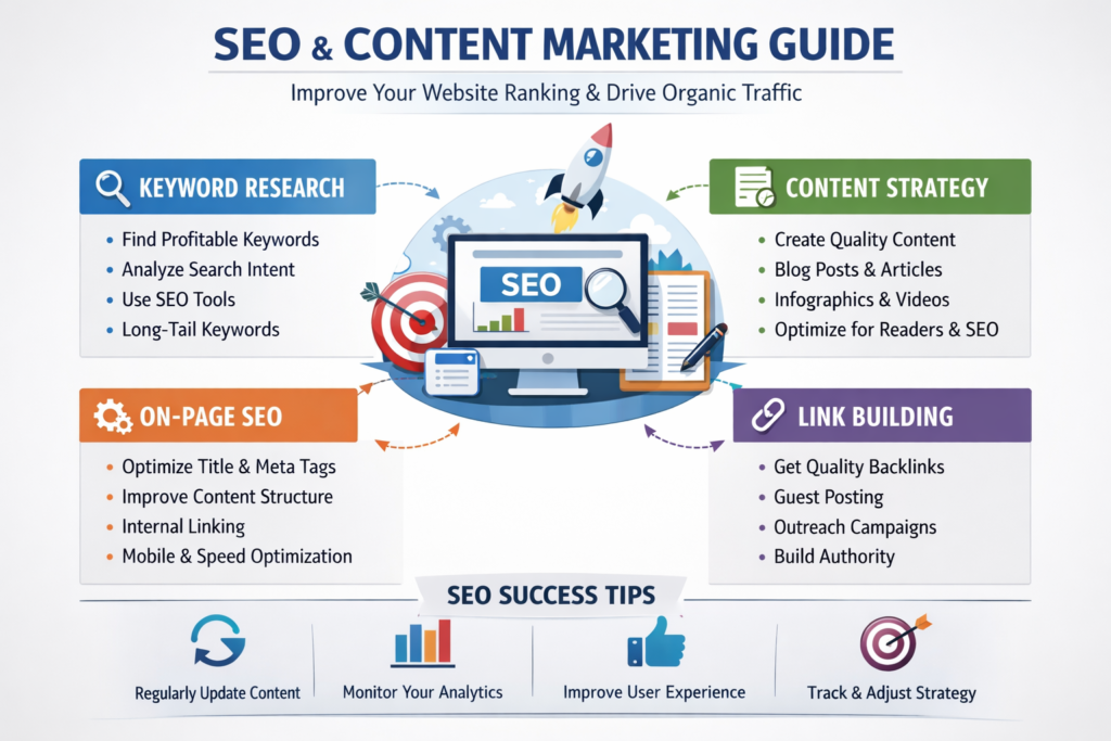 SEO and content marketing in free digital marketing PDF