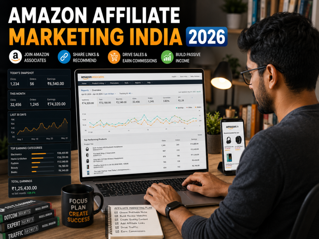 Indian affiliate marketer earning money through Amazon Associates India.