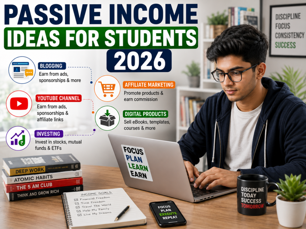 Indian student earning passive income online in 2026.