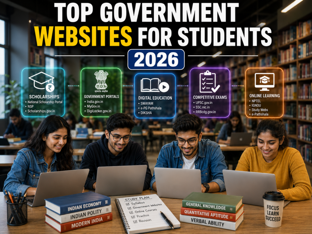 Indian students using government education websites in 2026.