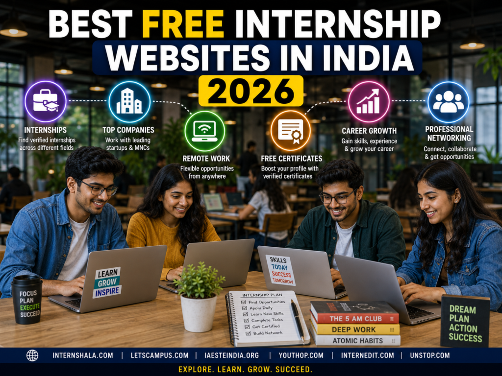 Indian students searching for internships online in 2026.